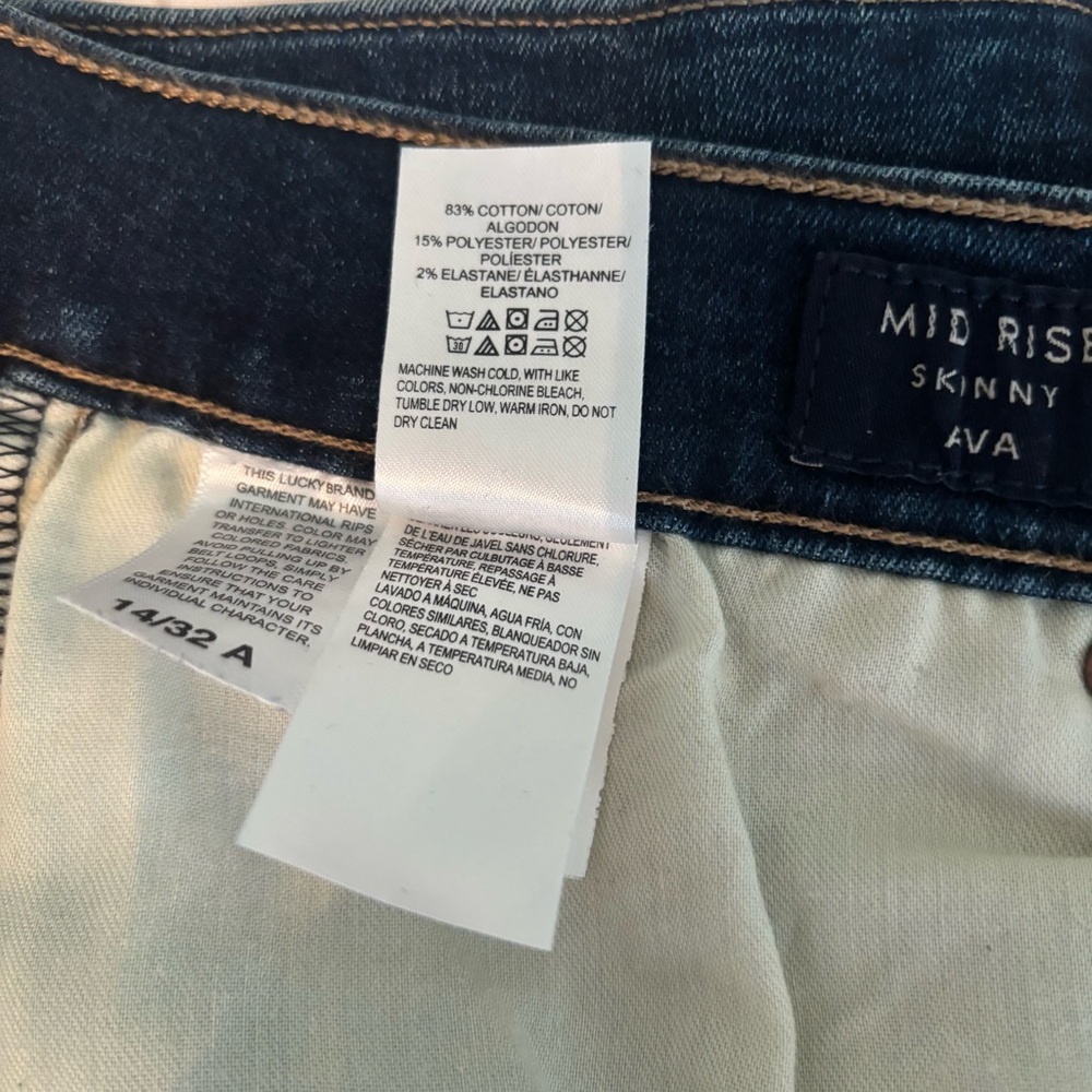 Lucky Brand Mid Rise Skinny Ava Jeans Raw Hem Size 14 - Picture 11 of 11